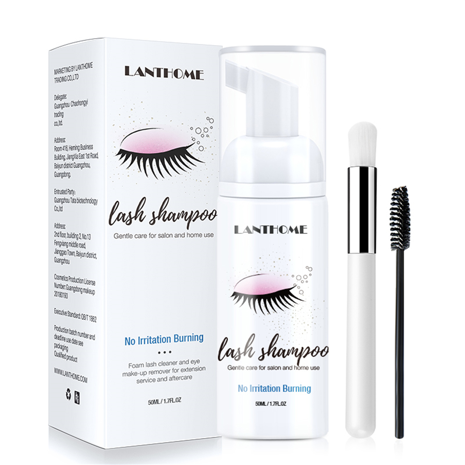 Eyelash Extension Foam Cleanser - 50มล. lanthome แชมพูตัวต่อขนตาโฟมทำความสะอาดเปลือกตาทำความสะอาดล้ำลึกสำหรับ peralatan Rias มาสคาร่ากำจัดกาวร้านเสริมสวยใช้ในบ้าน