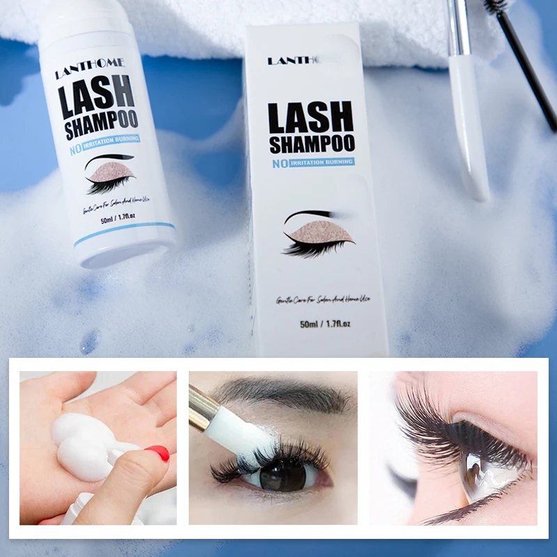 Eyelash Extension Foam Cleanser - ชุดโฟมทำความสะอาดขนตาปลอม 50 มล. สำหรับทำความสะอาดอย่างล้ำลึก ขจัดคราบกาวติดขนตา ใช้เป็นน้ำยาล้างเครื่องสำอางสำหรับผู้หญิง