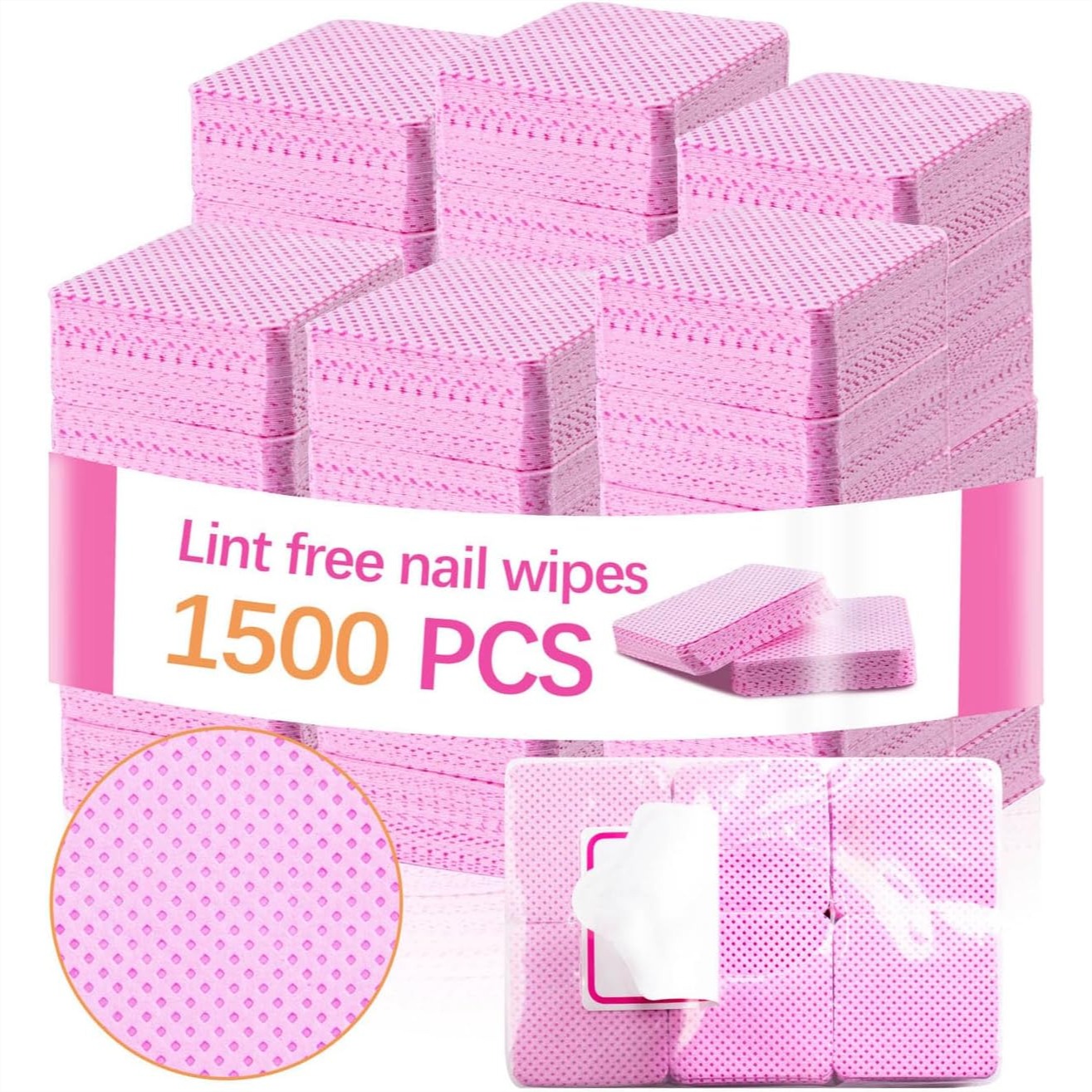 Eyelash Extension Gel Remover - แผ่นเช็ดทำความสะอาดเล็บแบบไม่เป็นขุย 1500 ชิ้น สำหรับเล็บเจล แผ่นเช็ดล้างยาทาเล็บ แผ่นทำความสะอาดขนตาต่อ