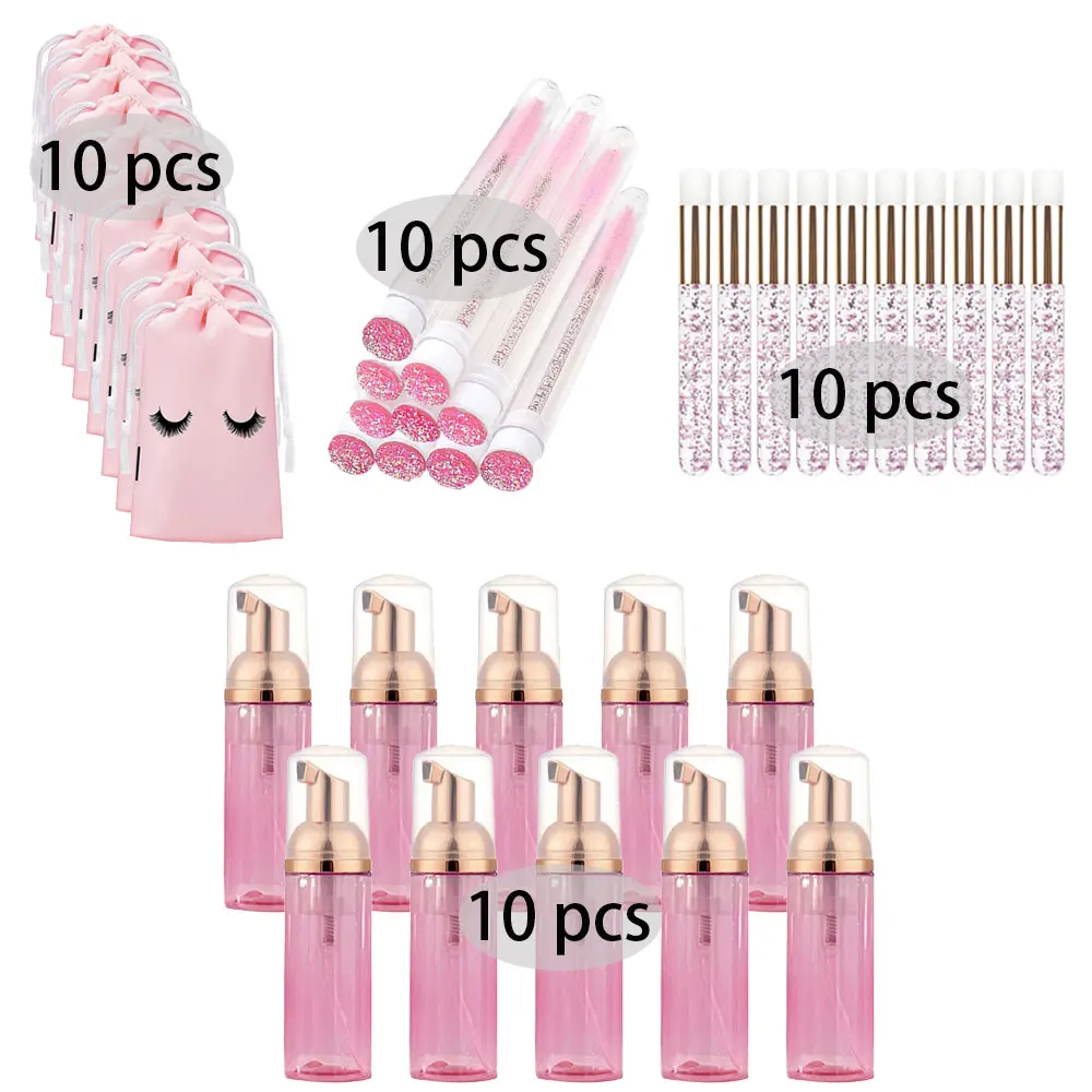 Eyelash Extension Foam Cleanser - 20/40PCS ชุด 60ML ขวดปั๊มขนตาแชมพู Care เครื่องมือแต่งหน้า