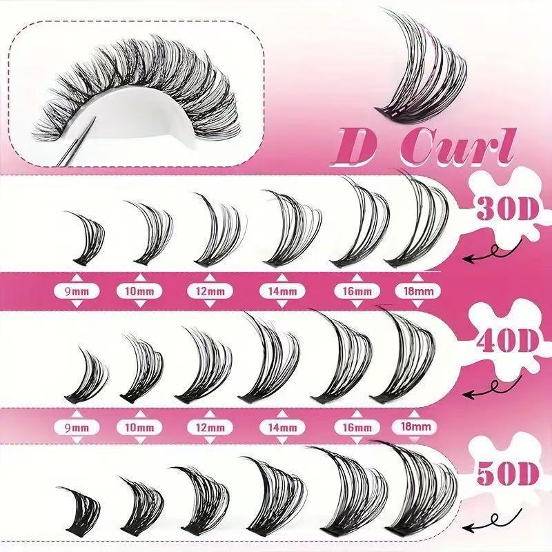 Eyelash Extension Volume - ชุดต่อขนตาแบบมืออาชีพ D Curl Cluster Lashes Kit