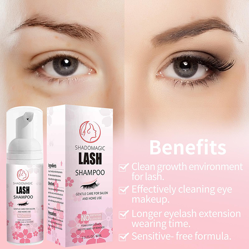 Eyelash Extension Foam Cleanser - 「แชมพูทำความสะอาดขนตาแบบรวดเร็ว 60 มล. มาสคาร่าแวนด์ โฟมทำความสะอาดเปลือกตา น้ำยาล้างทำความสะอาดขนตาแบบโฟม」