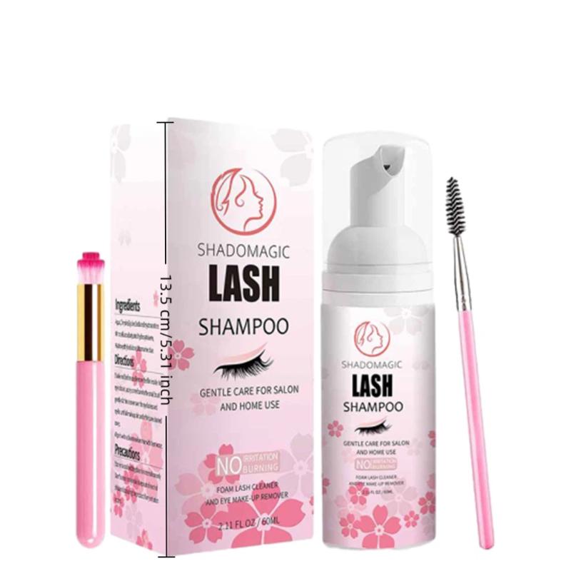 Eyelash Extension Foam Cleanser - แชมพูสำหรับขนตา 60 มล. น้ำยาทำความสะอาดขนตาแบบเร็ว พร้อมแปรงปัดมาสคาร่า ทำความสะอาดล้ำลึก