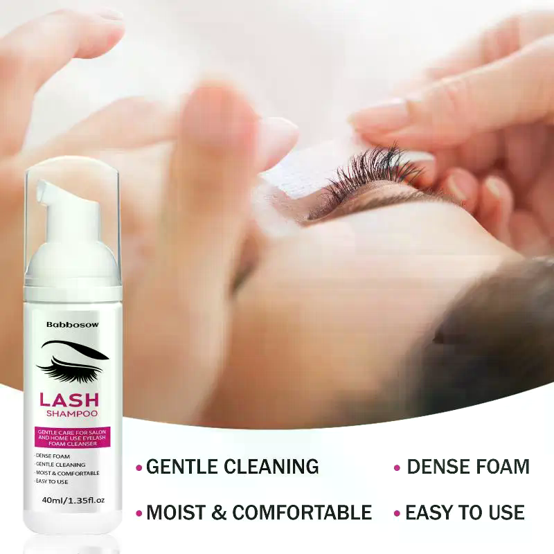 Eyelash Extension Foam Cleanser - โฟมแชมพูต่อขนตา 40 มล. พร้อมแปรงทำความสะอาดเปลือกตาอย่างล้ำลึก สำหรับเครื่องมือแต่งหน้า น้ำยาล้างมาสคาร่า