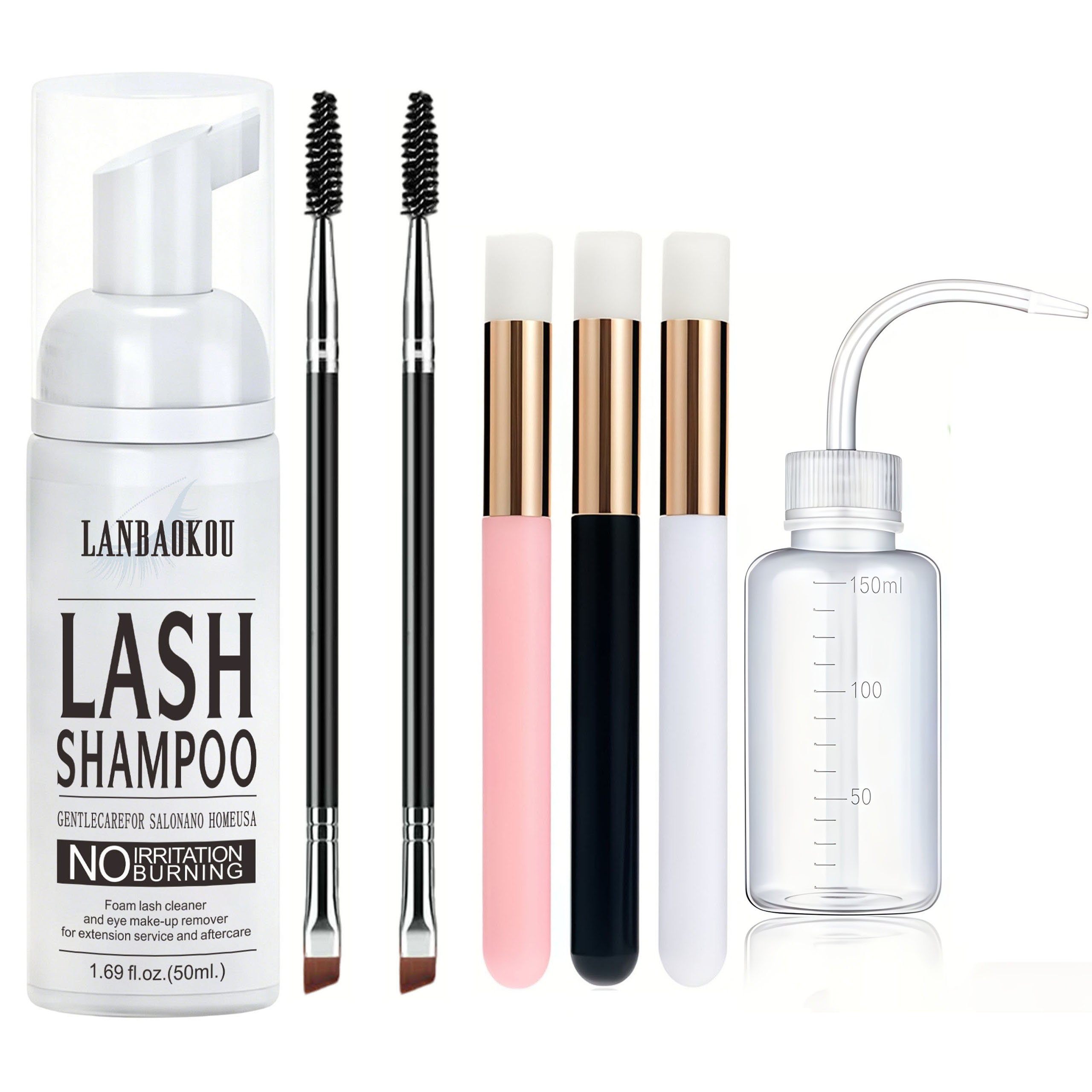 แชมพูสำหรับขนตา 50 มล. + แปรงแ - Eyelash Extension Foam Cleanser บทวิจารณ์และราคา