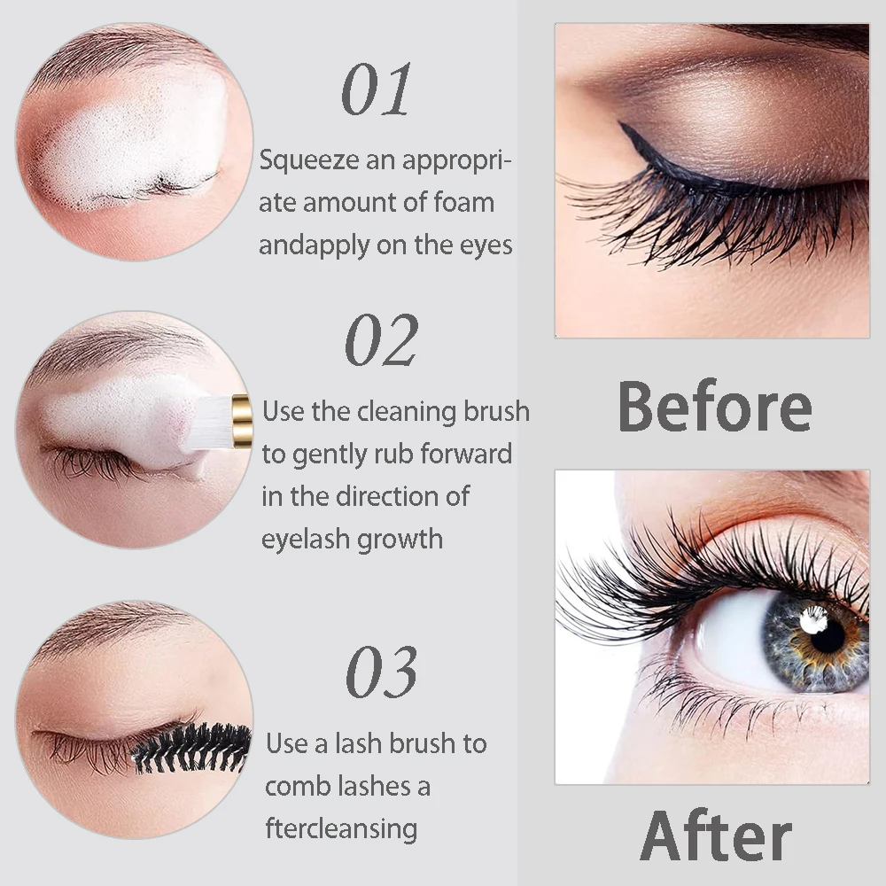 20/40PCS ชุด 60ML ขวดปั๊มขนตาแ - Eyelash Extension Foam Cleanser บทวิจารณ์และราคา